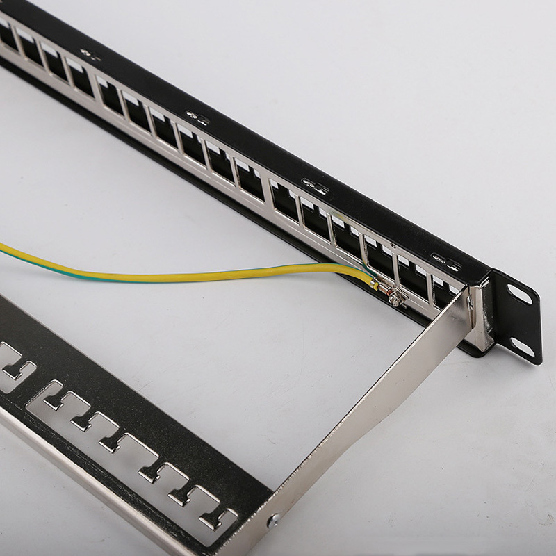 19''1U Metal Shielded 24 Port Patch Panel FTP Cabinet Rack Distribution Frame RJ45 Network Cable Adapter CAT6 7 5 Keystone Jack