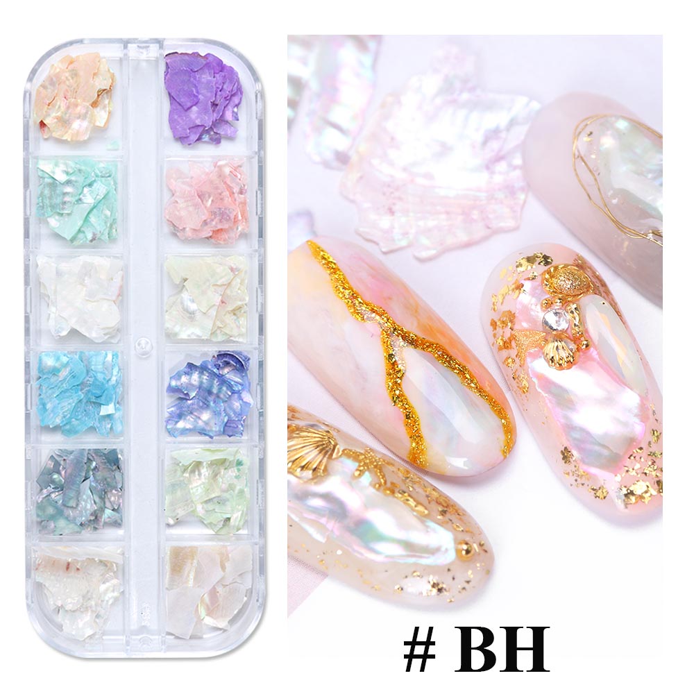 1 Box Abalone Shell Irregular Fragment Texture Natural Sea Shell UV Gel Flakes Slider Shimmer Pearl Nail Art Decorations LAYM