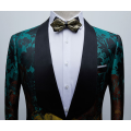 Men's Luxury Floral Print Green Dress Blazers One Button Shawl Lapel Men Tuxedo Suit Jacket Dinner Wedding Party Costume Homme