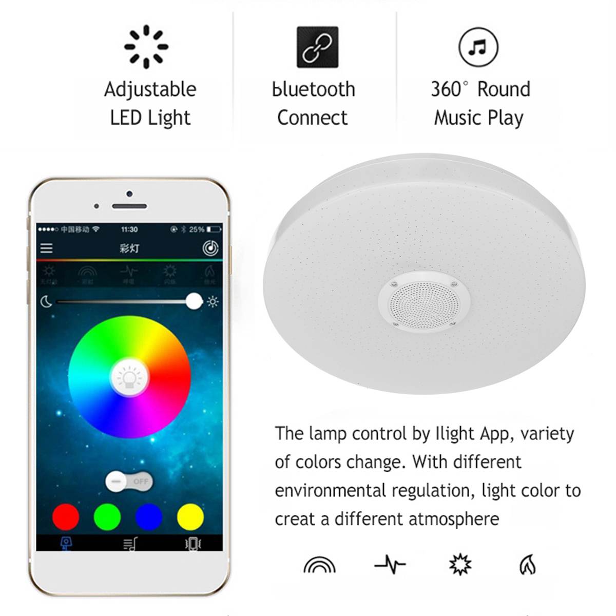 Modern RGB LED Ceiling Light 36W 52W Ceiling lamp APP bluetooth Music Lamp Living Room Bedroom Ceiling Lighting + Remote control