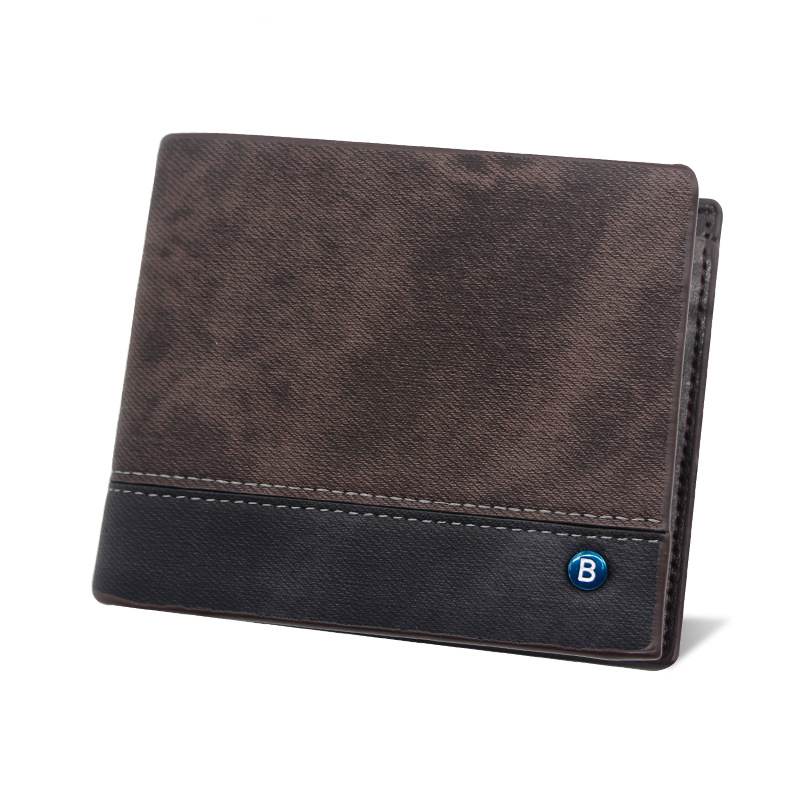 Men's Wallet Money Bag Solid Color Leather Business Short Wallet Famous Vintage Male Walltes Purse Dropshopping