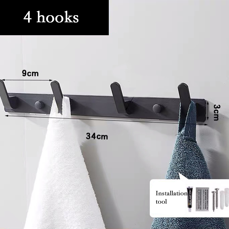 1Pc Creative Wall-mounted Space Aluminum Robe Hook Kitchen Door Coat Hanger Bathroom Towel Rack