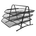 3 Tier Metal Mesh Document Rack File Holder Letter Tray for Home Office Desk Organizer Supplies M17F