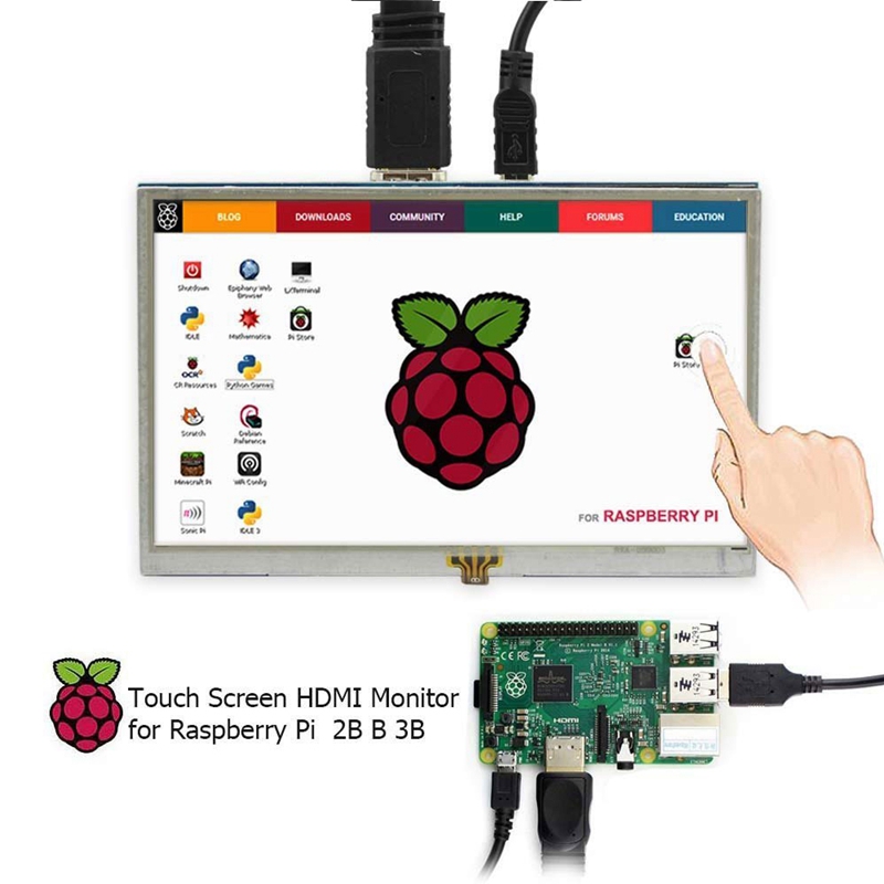 5 Inch LCD HDMI Touch Screen Raspberry Pi 3 Display LCD HDMI Monitor 800x480 for Banana Pi Raspberry Pi 3 / 2 Model B / B+