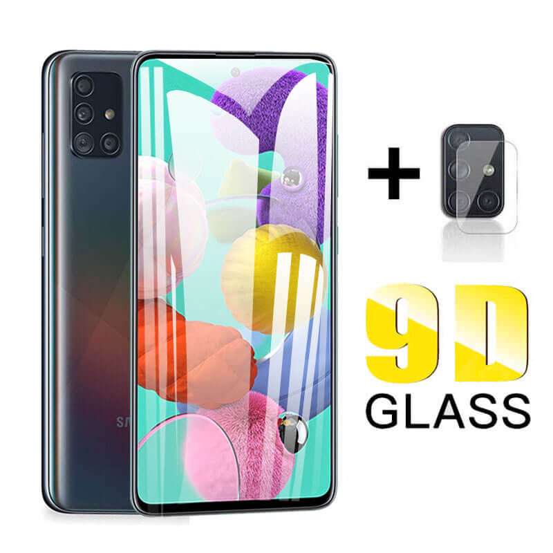 9D Samsun A51 Protective Glass For Samsung Galaxy A51 M21 A50 3D Tempered Glass Samsang A 51 51A A51 Camera Glass Protector Film