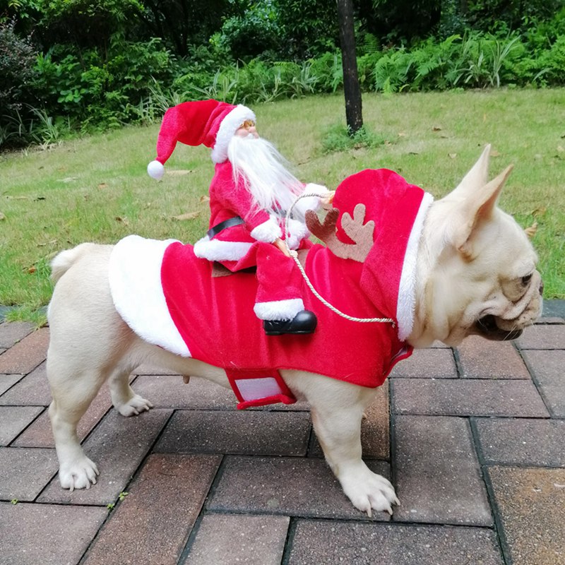 Christmas Pet Dog Clothes Santa Dog Costumes Funny Pet Outfit Riding Holiday Party Dressing Up Clothing