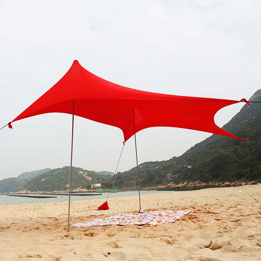 Beach Sunshade Family Beach Sunshade Lightweight Sun Shade Tent with Sandbag Anchors UPF50+ UV Large Portable Canopy for Parks