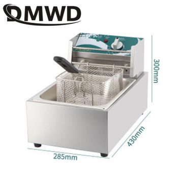 DMWD Electric deep fryer Stainless steel commercial electric fryer household chips Frying Pan French Fries making machine 10L EU