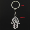 Factory Price Hamsa Palm Fatima Hand Protection Pendant Key Ring Chain Silver Color Men Car Gift Souvenirs Keychain Dropshipping