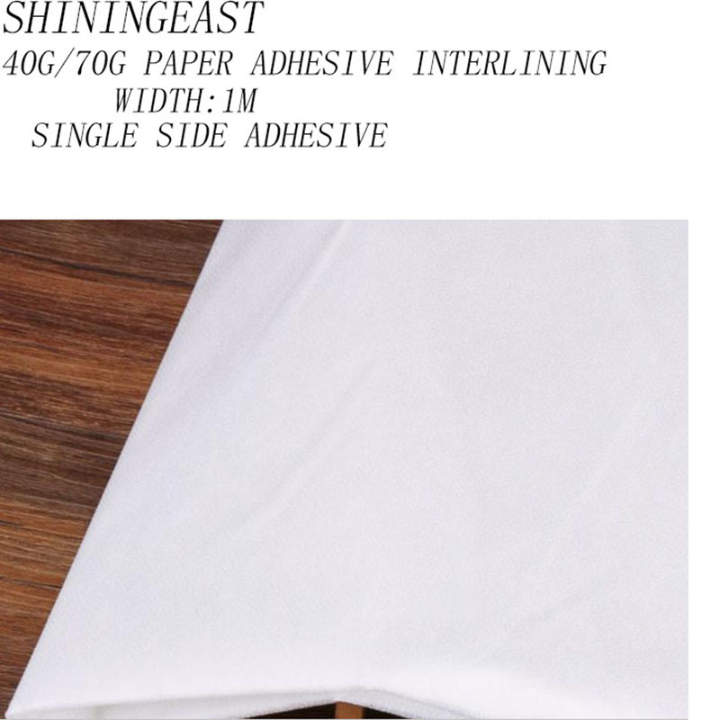 10m/lot 40g 70g/1m width white one side adhesive paper interlining linings for patchwork bag sewing craft diy accessories1714