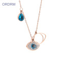 Dainty Rose Gold Blue Crystal Evil Eye Necklace