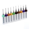 10pcs PCB Carbide Twist Drill Bits Set 0.1-1.0mm Micro Jewelry Rotary Tool CNC Milling Cutters