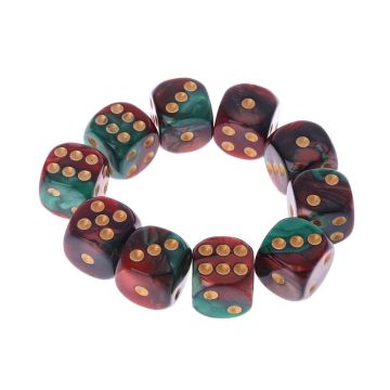 10 Pcs/Set 16mm Resin Dice D6 Red Green Gold Points Round Side KTV Bar Nightclub Entertainment Tools Adult Toys