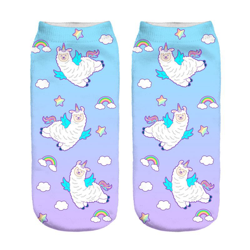 Cartoon Llama New Hot Girl Funny Meias Low Cut Ankle Sock Women Hosiery Printing SocksCalcetines Christmas Gift Socks