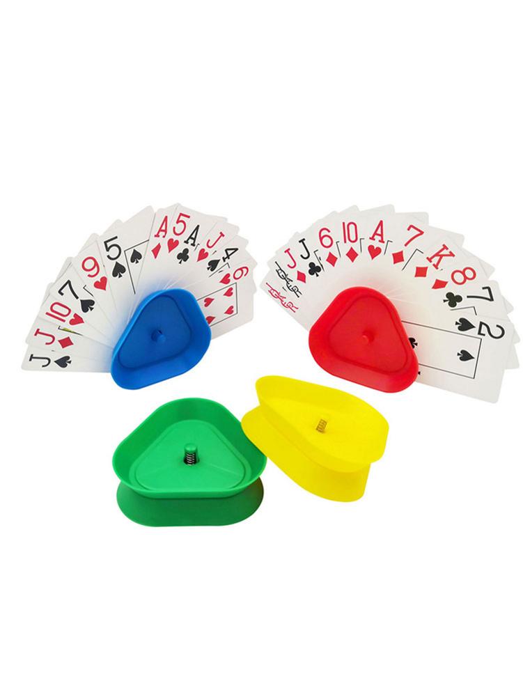 4pcs/s Playing Cards Holder Triangle Shaped Hands-Free Playing Card Holder Board Game Poker Seat Lazy Poker Base for Party game