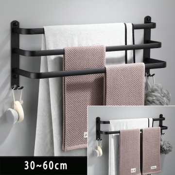 Towel rack towel Hanger rail Wall Mounted Towel Rack Bathroom Space Aluminum Black Towel Bar Rail Matte Black Towel Holder