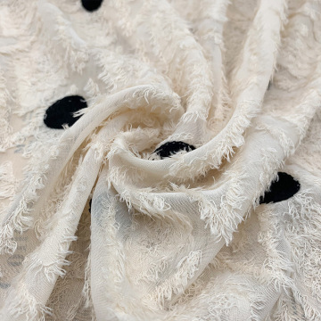 Jacquard cut flower diamond lattice embroidery fabric tassel black polka dot chiffon fabric DIY women's fashion skirt dress