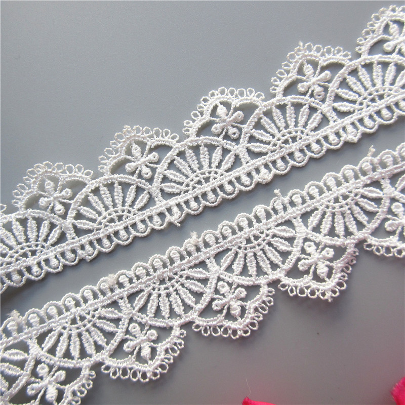2 yard White Polyester Flower Embroidered Lace Trim Ribbon Fabric Handmade DIY For Garment Sewing Supplies Craft Decoration