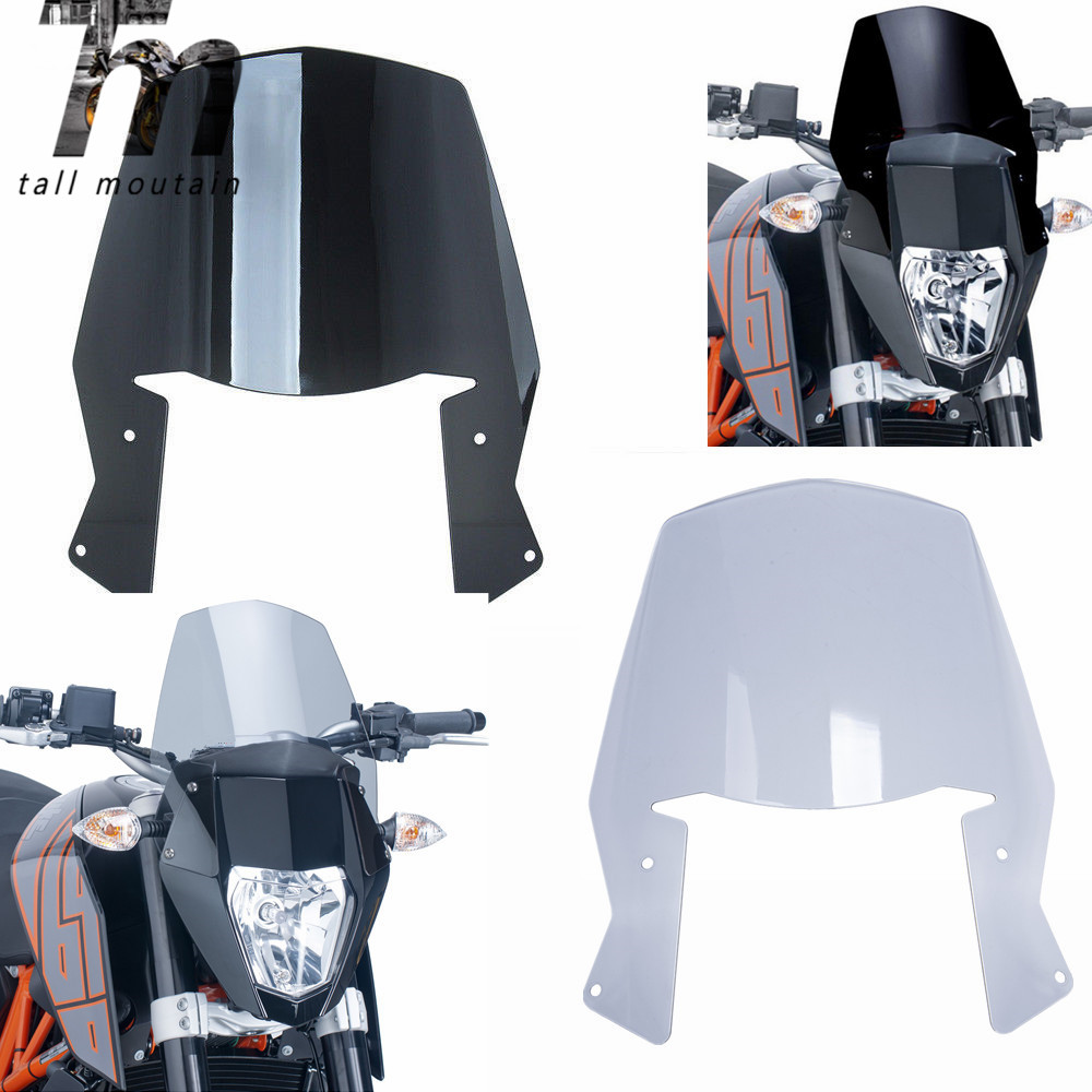 Motorcycle Windscreen Windshield Protector for KTM Duke 690 Enduro R 2012 2013 2014 2015 2016 2017 2018 Smoke Black Windproof