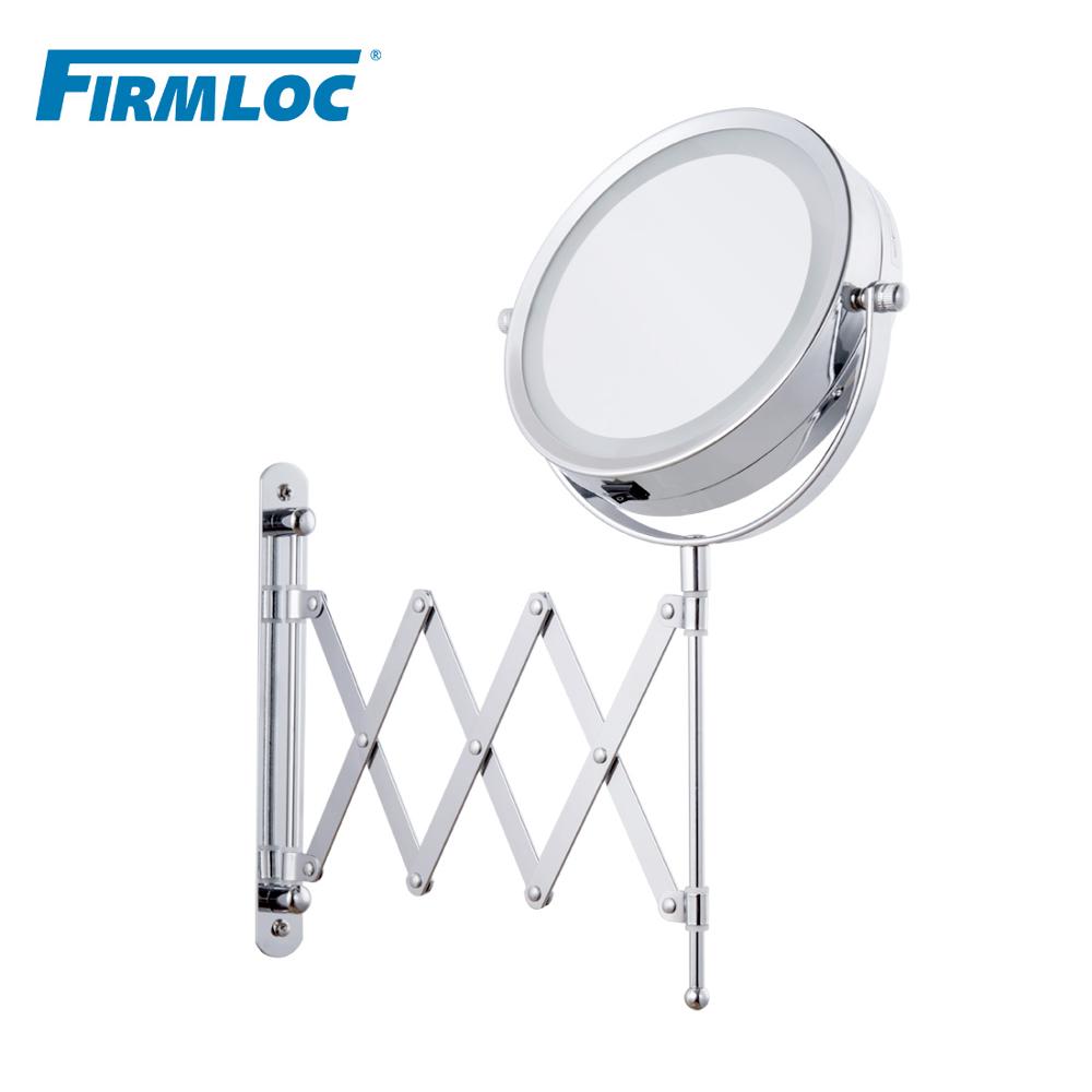 Firmloc Extendable LED 6 inch 3X Magnifying Bathroom Wall Mounted Mirror Mural Light Vanity Makeup Bath Cosmetic Smart Mirrors