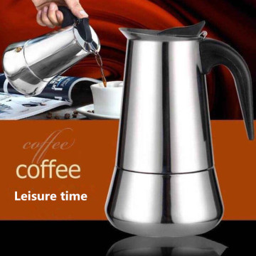 European Style Espresso Maker Moka Coffee Pot Stainless Steel304 Latte Percolator With 12Cups/600 Milliliter Cappuccino Cafe Pot