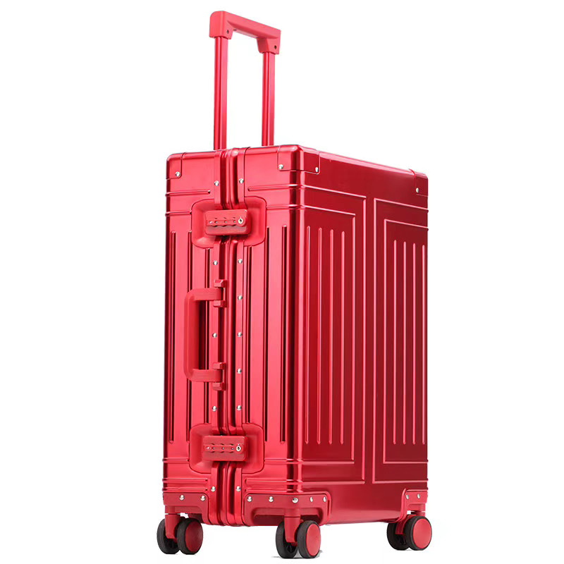 Carrylove 20"24"26"29" inch aluminum trolley suitcase waterproof metallic cabin luggage trolly bag with wheels