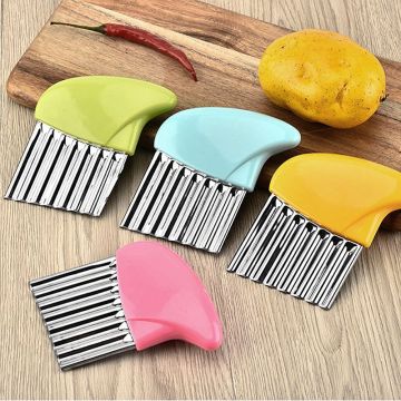 Potato Cutter Stainless Steel Wavy Knife French Fry Chip Cutter Kitchen Vegetable Slicer Cutting Tools Cooking Kitchen Gadgets