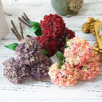 Luxury Oatmeal ball flowers plastic fake plants for spring home garden Decoration floral artificial flowers 3Pcs/ bunch