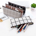 Canvas Geometric Pencil Case School Simple Striped grid Solid Color Cute Pencil Bag Pouch Office Students Kids Supplies
