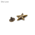 Chzimade 10pcs Metal Star Pentagram Stud Rivet Spike Punk Screw for Leathercraft Bags Shoes DIY Decorated Garment Decor