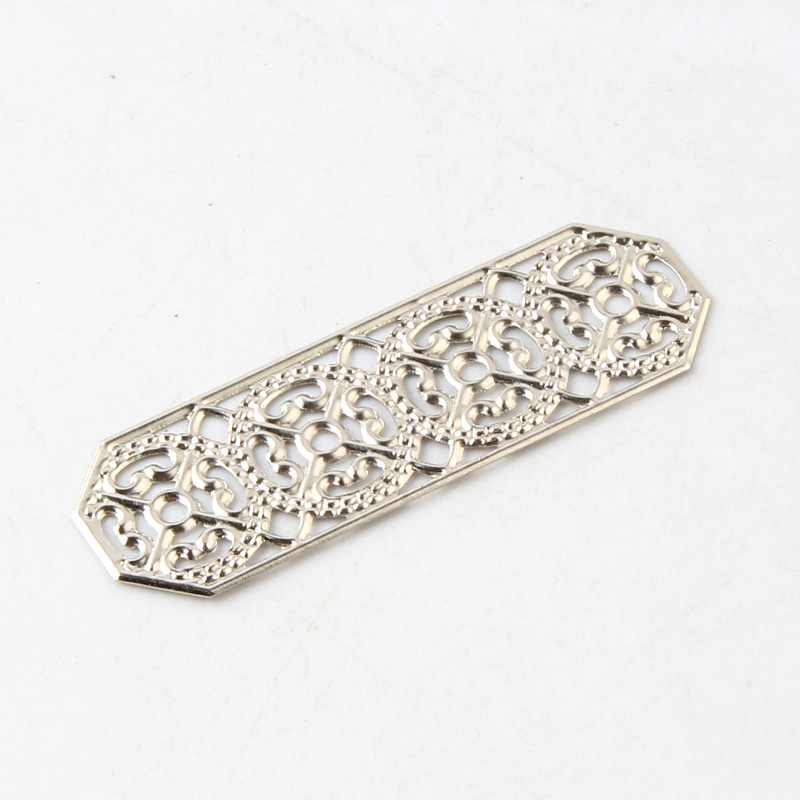 30pcs Filigree Wraps Flower Connectors Metal Crafts 46x15mm for Jewelry Making DIY Accessories Charm Pendant