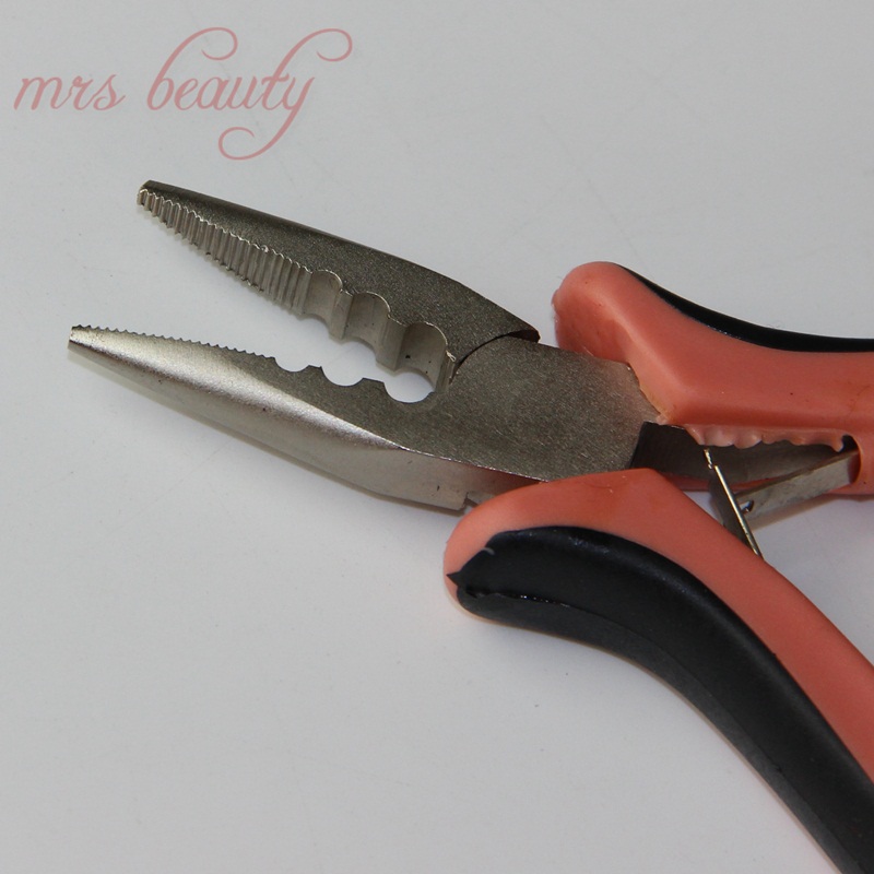 Hair Extension Pliers for Micro Rings 3 holes I Tip Hair Extensions Tools 1pc Forceps for Nano Rings Stainless steel metal Tongs