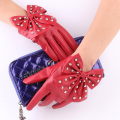 Fashion Female Full Finger Punk Rivet Dance Gloves Women Sport Fitness PU Leather Bow Mittens Luvas Tactical Gloves Guantes S85