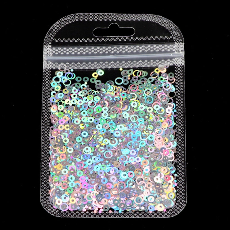 10 Colors Hollow Round Shape Holographic Chunky Glitter Epoxy Resin Festival Chunky Laser- Flakes Mixed Sequins 2g Per