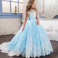 Romantic Lace Puffy Lace Bow Flower Girl Dress NEW For Weddings Tulle Ball Gown Flower Girl Party Communion Dress Pageant Gown