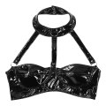 Women Bra Lingerie Gothic PVC Leather Bralette Sexy Halter Strappy Backless Bustier Vest Clubwear Wetlook Push Up Latex Bras Top