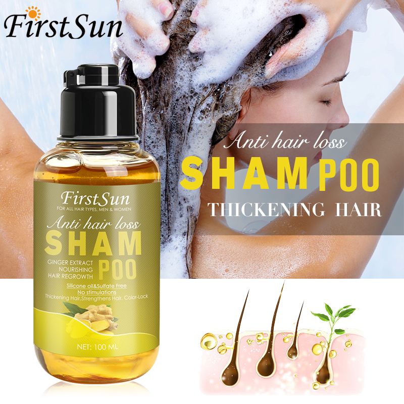 FirstSun Anti Hair Loss Shampoo Herbal Ginger Ginseng Extract Hair Shampoo Essence Treatment Hair Regrowth Thicken Hair Shampoo