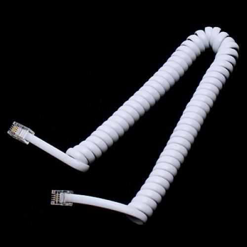 5.7ft White Telephone Handset Phone Extension Cord Curly Line Cable Wire RJ11