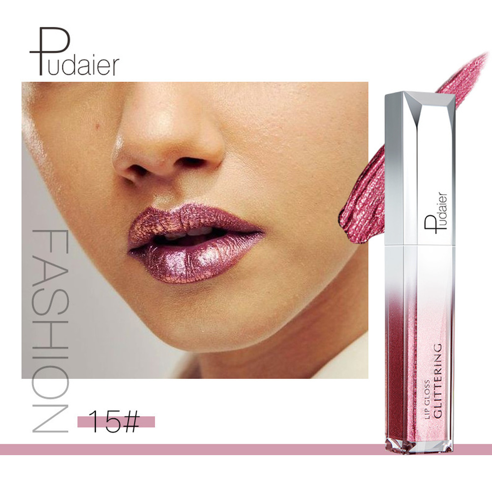 Pudaier Glitter Liquid Lipstick Women Sexy Lip Makeup Cosmetics Long Lasting Waterproof Matte Lip Gloss Shimmer Diamond Lipgloss