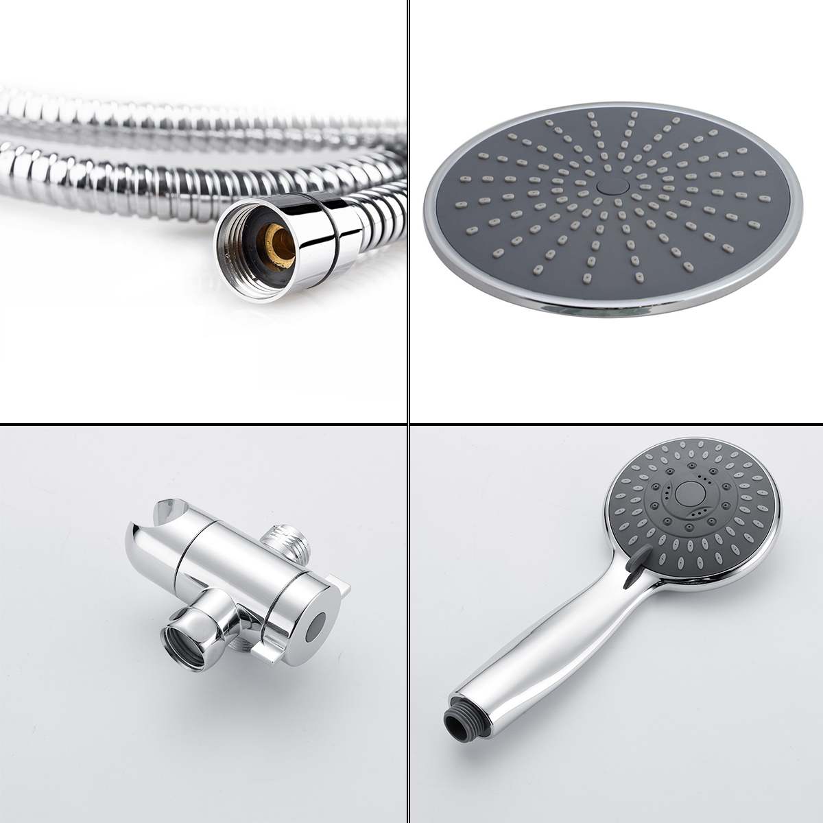 5 Modes Rainfall Shower Head High Pressure Shower Head 3-Way Water Diverter Stainless Steel Hose Set Handheld Showerhead Combo