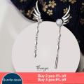 Thaya Tassel Silver Color Earring Dangle Feather Earring High Quality Japanese Stylish For Women Earring Fine Jewely