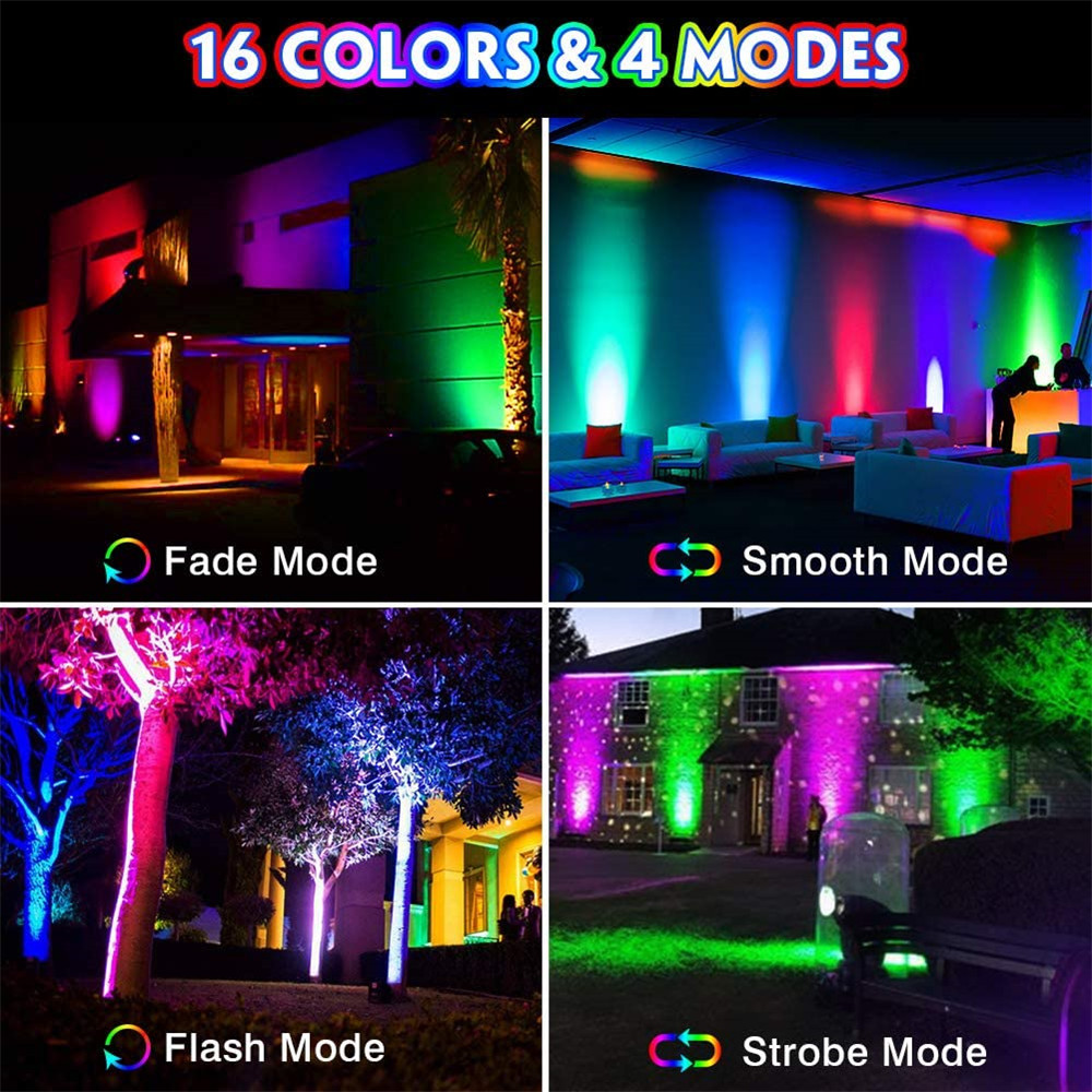 Outdoor RGB LED Flood Light Spotlight 15W 25W 35W AC85-265V Dimmable Reflector Lamp Wall Washer Stage Light for Garden Landscape