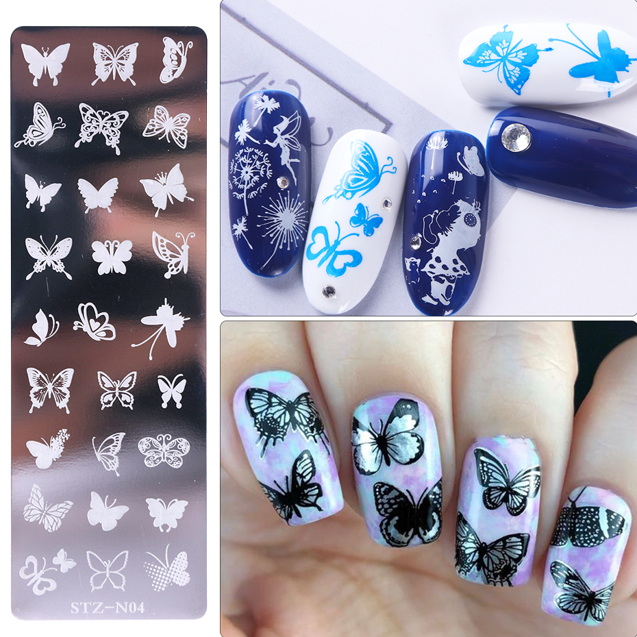 Snowflakes Nail Stamping Plates Christmas Nail Art Template Stainless Steel Butterfly Image Manicure Printing Tool CHSTZN01-12-2