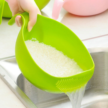 Food Grade Plastic Rice Beans Peas Washing Filter Strainer Green Pink Color Basket Sieve Drainer Cleaning Gadget