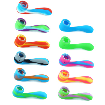 1pcs Silicone Tobacco pipe with glass bowl unbreakable tobacco Hand Pipes Food Grade Silicone Smoking Pipe