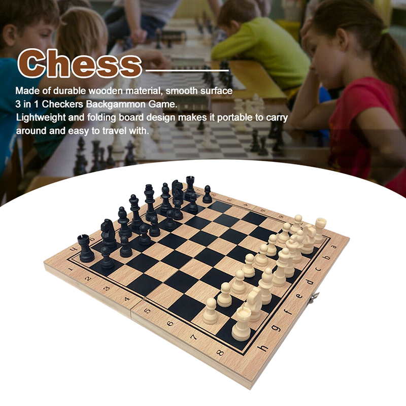 Wooden Folding Chess Set Felted Game Board Interior for Storage Adult Kids Beginner Gift Family Game Chess Board