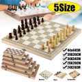 Wooden Chess Set Folding Magnetic Large Board With 34 Chess Pieces Interior for Storage Portable Travel Board Game Set For Kid