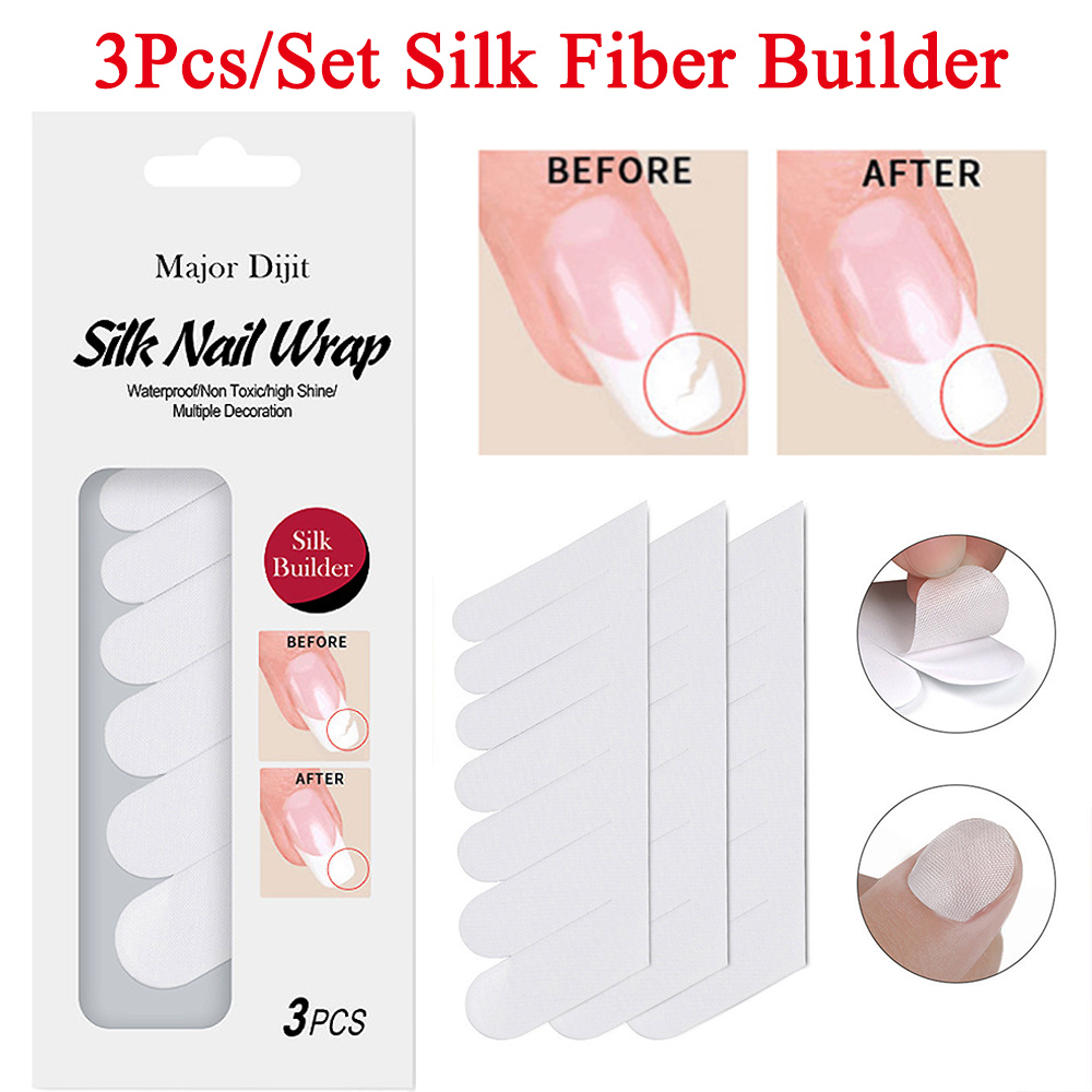 3Pcs/set Silk Fiber Builder Wrap Nail For Nail Art UV Gel Quick Extension Nail Form White Non-Woven Silks Tip DIY Salon Tools