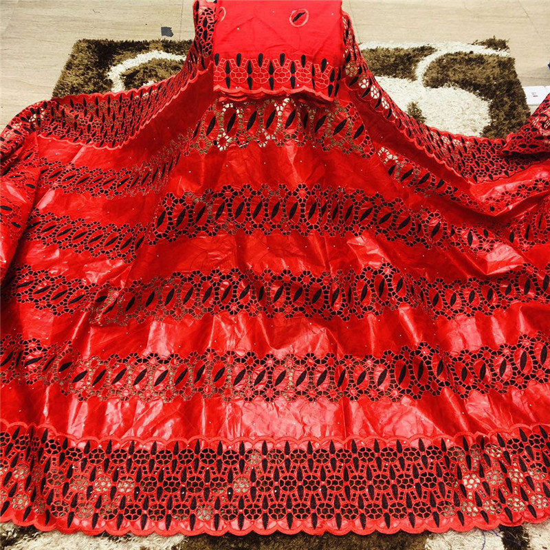 African bazin riche fabric with brode Latest fashion embroidery bazin lace fabric with net lace 7 yards HL053001