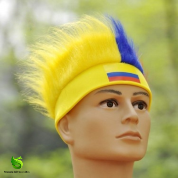 World Cup Supporter Wig with Colorful Flag Design